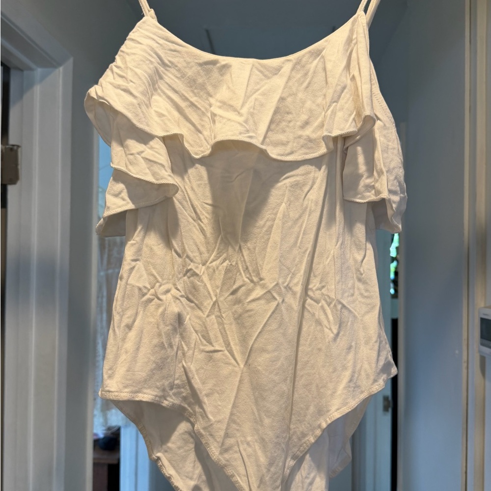 American Rag White Ruffle Bodysuit